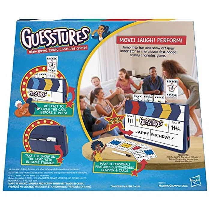 Hasbro Gaming Guesstures Game, Charades Games for 4 or More Players, Includes Customizable Cards and Clapper, Family Party Game for Ages 8 and Up by Hasbro Gaming - Image 2