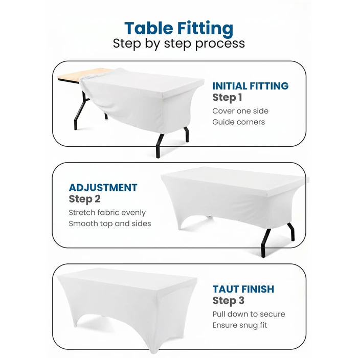 Utopia Kitchen Spandex Tablecloth 2 Pack [6FT, White] Tight, Fitted, Washable and Wrinkle Resistant Stretch Rectangular Patio Table Cover for Event, Wedding, Banquet & Parties [72Lx30Wx30H] Inch by Utopia Kitchen - Image 2