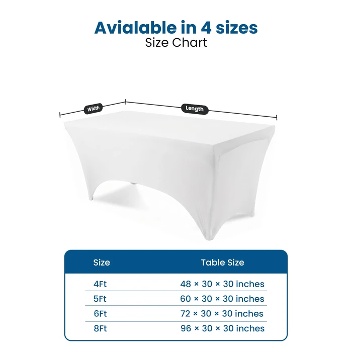 Utopia Kitchen Spandex Tablecloth 2 Pack [6FT, White] Tight, Fitted, Washable and Wrinkle Resistant Stretch Rectangular Patio Table Cover for Event, Wedding, Banquet & Parties [72Lx30Wx30H] Inch by Utopia Kitchen - Image 3