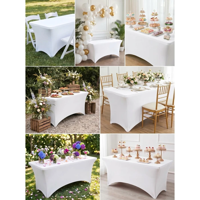 Utopia Kitchen Spandex Tablecloth 2 Pack [6FT, White] Tight, Fitted, Washable and Wrinkle Resistant Stretch Rectangular Patio Table Cover for Event, Wedding, Banquet & Parties [72Lx30Wx30H] Inch by Utopia Kitchen - Image 9