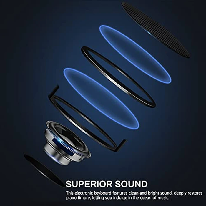 61 Key Keyboard Piano, Portable Electric Piano Keyboard w/LCD Screen, Built-In Speakers, Headphones, Stand, Stool, Music Rest, Microphone, 300 Timbres, 300 Rhythms by JIKADA - Image 2