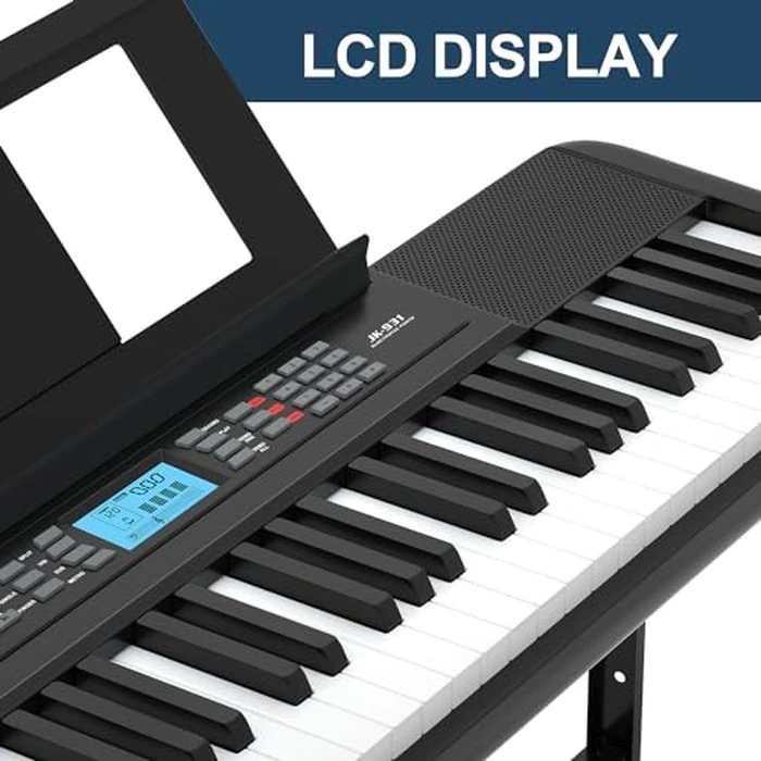 61 Key Keyboard Piano, Portable Electric Piano Keyboard w/LCD Screen, Built-In Speakers, Headphones, Stand, Stool, Music Rest, Microphone, 300 Timbres, 300 Rhythms by JIKADA - Image 4