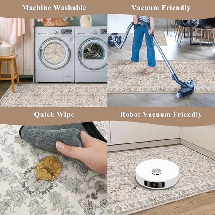 3-Piece Kitchen Rug Set of 3 with Runner - Non-Slip Washable Boho Kitchen Mats for Sink, Floor, Entryway & Hallway & Bathroom - Soft Small Throw Area Rugs, Home Decor (Beige,2x3+2x4+2x5) by BYYVOO - Image 7