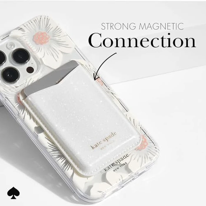 kate spade new york Magnetic Wallet/Card Holder - Compatible with MagSafe Phones and Cases - White Glitter by Kate Spade New York - Image 4
