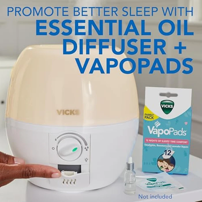 Vicks Humidifier 3-in-1 SleepyTime Cool Mist Humidifier for Baby & Kids Rooms with Color Changing Night Light and Essential Oil Diffuser, White by Vicks - Image 5