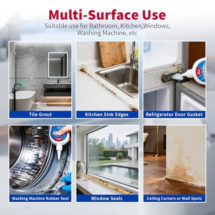 W&E Choice Stain Remover Gel Cleaner for Shower, Bathroom Tile Grout and Caulk - Heavy Duty Cleaner for Front Load Washing Machine Rubber Seal - No Scrubbing Gel Formula, 8.8 Fl Oz by W&E Choice - Image 3