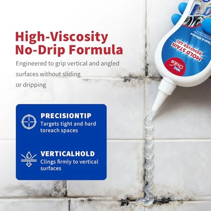 W&E Choice Stain Remover Gel Cleaner for Shower, Bathroom Tile Grout and Caulk - Heavy Duty Cleaner for Front Load Washing Machine Rubber Seal - No Scrubbing Gel Formula, 8.8 Fl Oz by W&E Choice - Image 6