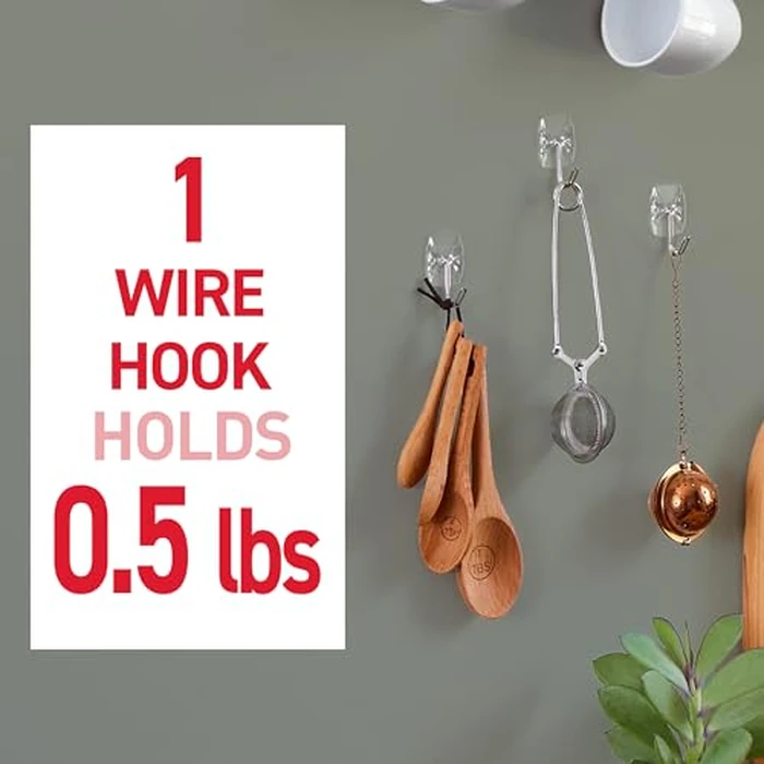 Command Small Clear Wire Toggle Hooks, 10 Wall Hook and 12 Strips, Damage-Free Hanging with Adhesive, Great for Hanging, Organization and Storage, Holds up to 0.5 lb by Command - Image 3