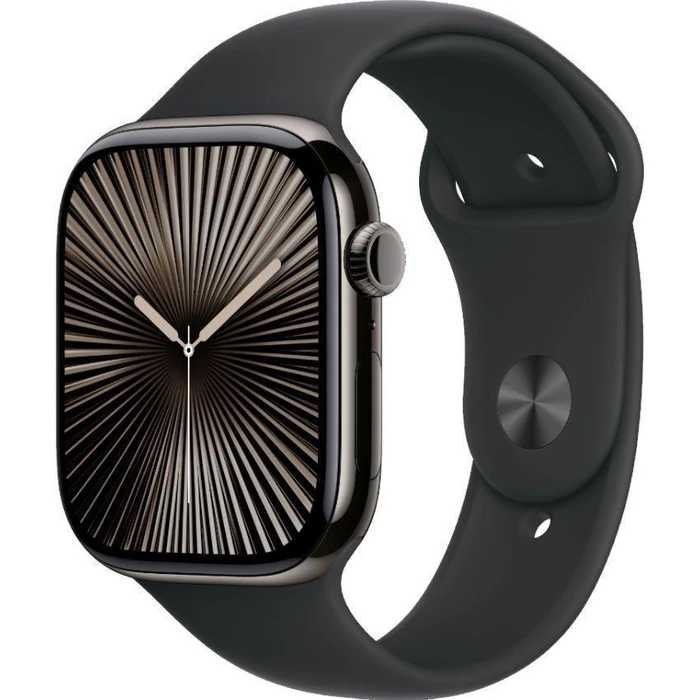 Apple Watch Series 10 (GPS) - 64GB - 46mm - Slate Titanium Case with Black Rubber Sport Band - S/M Size by Apple - Image 2