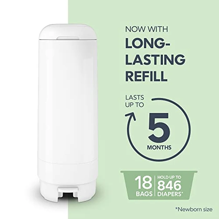 Diaper Genie Signature Pail Includes 1 Easy Roll Refill with 18 Bags | Holds Up to 846 Newborn-Sized Diapers Per Refill by Diaper Genie - Image 4