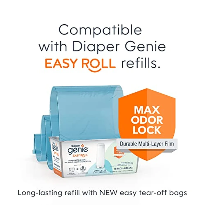 Diaper Genie Signature Pail Includes 1 Easy Roll Refill with 18 Bags | Holds Up to 846 Newborn-Sized Diapers Per Refill by Diaper Genie - Image 9