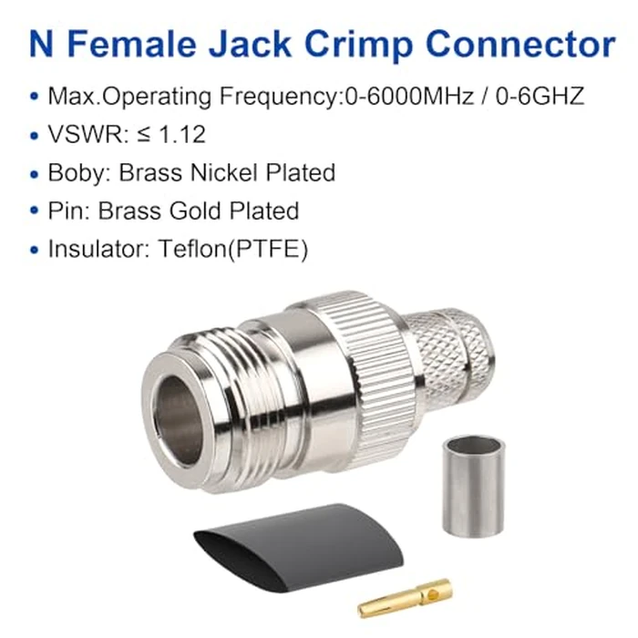 XRDS -RF 10 Packs N Female Jack Crimp Connector for LMR400 Belden 9913 RG8 KMR400 Cable（ N Female for lmr400） by XRDS -RF - Image 2