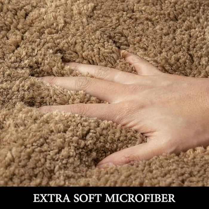 MIULEE Light Brown Toilet Rugs U-Shaped，Soft Absorbent Microfiber Bathroom Rugs Non Slip Quick Dry Fluffy Contour Bath Mats for Toilet Base Bathroom Floor, Machine Washable, 24 * 24 Inch by MIULEE - Image 2