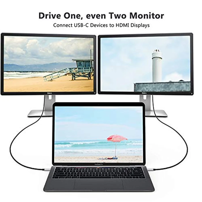 USB C to HDMI Cable, USB Type-C to HDMI Cable Thunderbolt 4/3 Port 4K for iPhone 15/16 Serials,New MacBook/pro iPad Pro 2018 iMac Chromebook Pixel Dell XPS 13/15 Galaxy S8/S9 S8/S9 Plus Note8 (6ft) by GADEBAO - Image 4