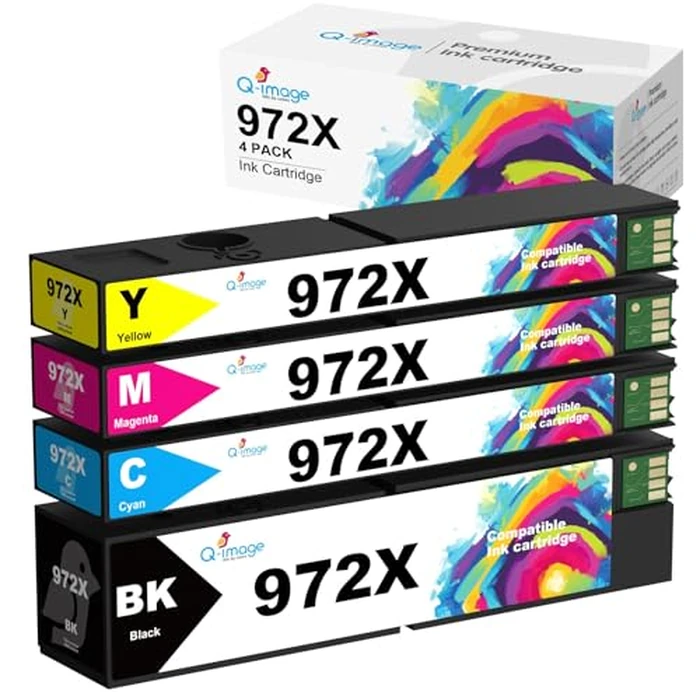 Q-image 972X 972 Ink Cartridges for HP 972X 972 X 972A Work for HP PageWide Pro MFP 377dw 477dw 477dn 577dw 452dn 552dw 452dw Printers (Black, Cyan, Magenta, Yellow) 4 Pack by Q-image - Used - Very Good condition
