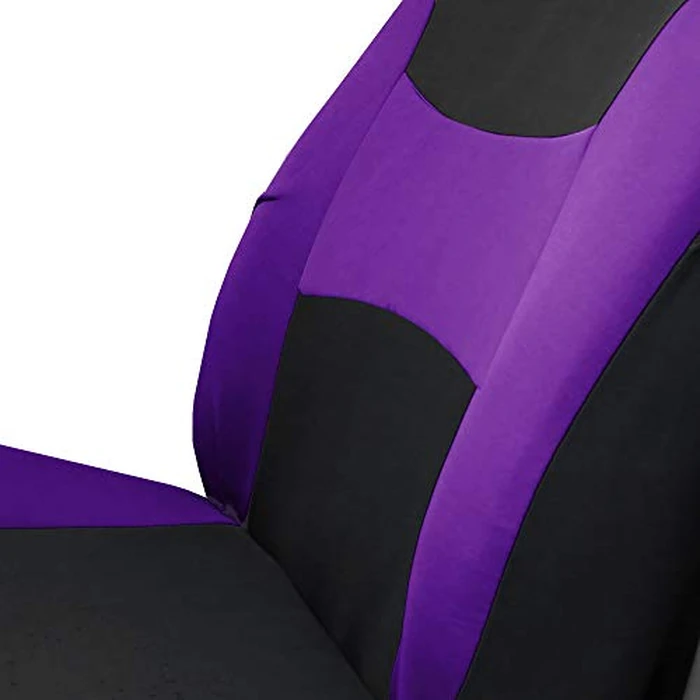 FH Group Light & Breezy Cloth Car Seat Covers, 7 Seater Three Row Set- Airbag & Split Ready -Universal for Cars Trucks and SUVs (Purple/Black) by FH Group - Image 6