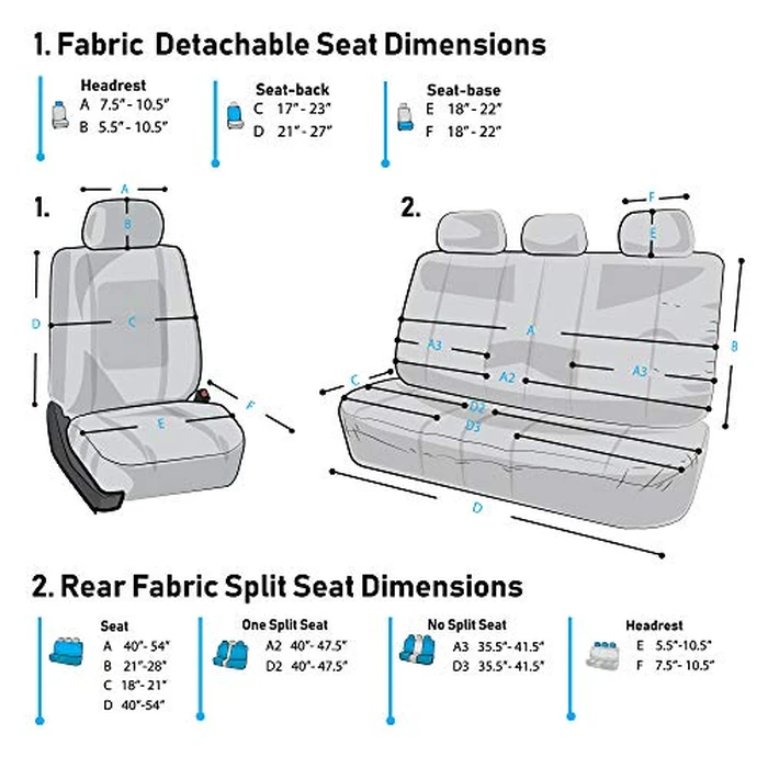 FH Group Light & Breezy Cloth Car Seat Covers, 7 Seater Three Row Set- Airbag & Split Ready -Universal for Cars Trucks and SUVs (Purple/Black) by FH Group - Image 8