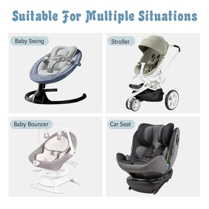 KAKIBLIN Infant Car Seat Insert, Baby Carseat Head & Body Support for Newborn, 2-in-1 Reversible Baby Car Seat Cushion, Soft Stroller Cushion Insert for Bouncer, Strollers, Swing (Grey) by KAKIBLIN - Image 7
