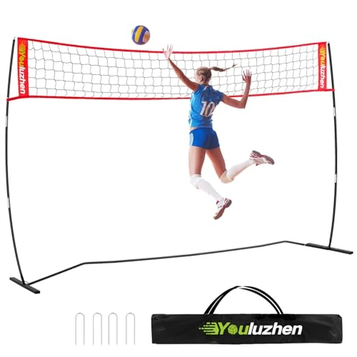 Volleyball Net Outdoor, Portable Backyard Volleyball Training Net for Hitting or Serving Drills, Height Adjustable Professional Practice Trainer Net with Carry Bag, Youluzhen by Youluzhen - Used - Very Good condition