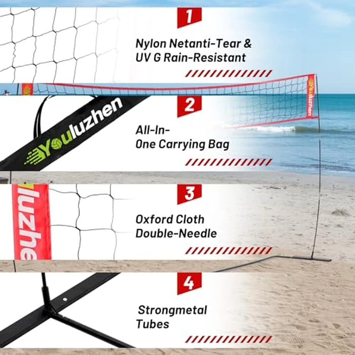 Volleyball Net Outdoor, Portable Backyard Volleyball Training Net for Hitting or Serving Drills, Height Adjustable Professional Practice Trainer Net with Carry Bag, Youluzhen by Youluzhen - Image 4