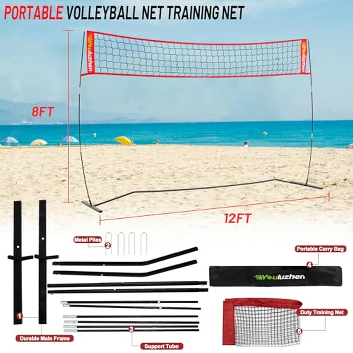 Volleyball Net Outdoor, Portable Backyard Volleyball Training Net for Hitting or Serving Drills, Height Adjustable Professional Practice Trainer Net with Carry Bag, Youluzhen by Youluzhen - Image 6