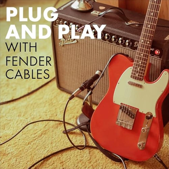 Fender Deluxe Series Instrument Cable, Guitar Cable, Guitar Accessories, Straight/Angle, Tweed, 15ft by Fender - Image 5