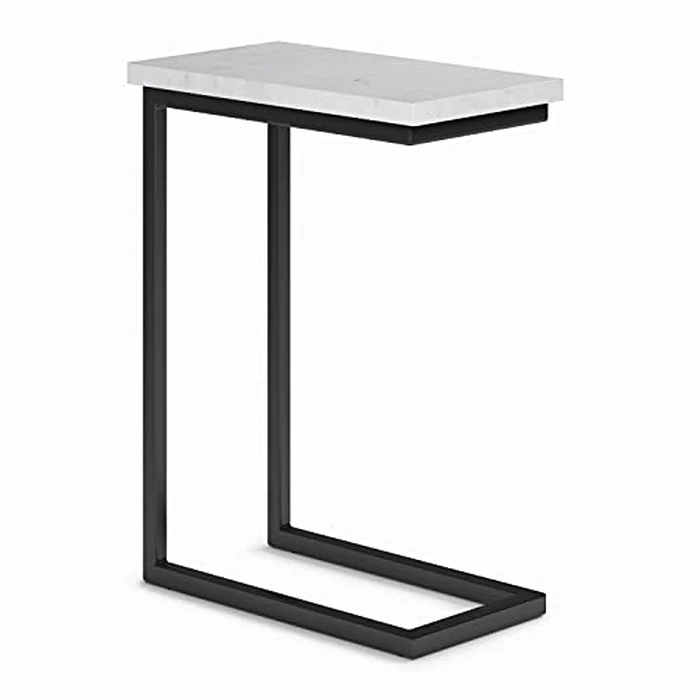 SIMPLIHOME Skyler Metal Table - 18" Wide x 24" High Solid Metal C-Side Table with Genuine White Marble Top, Contemporary Accent End Table for Living Room or Home Office with Slide-Under Design by SIMPLIHOME - Used - Very Good condition