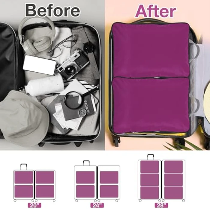 Hosuly 6 Pcs Ultralight Compression Packing Cubes for Travel 17.3 x 12.6'' XL Large Expandable Luggage Organizers for Save Space Family Long Trips (Purple) by Hosuly - Image 5