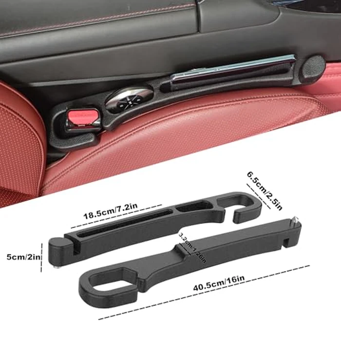 Bigger Solutions 2 Pack Car Seat Gap Filler with Storage, Organizer, Hook & Emergency Glass Breaker, Universal for Cars Trucks SUVs, Stop Items from Falling by Bigger Solutions - Image 9