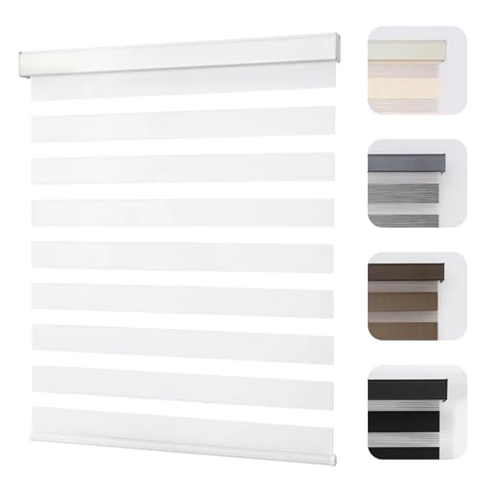 Joydeco Free-Stop Zebra Blinds for Windows, Dual Layer Light Control Window Blinds with Light-Proof Aluminum Cover, Roller Shades for Home & Office, 29" Wx 75" H (74W x 191H cm), White by Joydeco - Used - Like New condition - CA$34.73