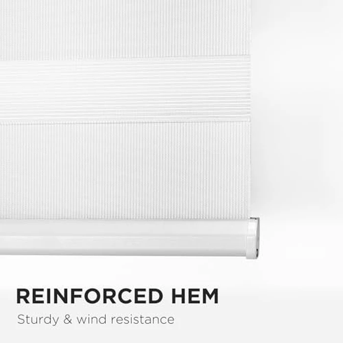 Joydeco Free-Stop Zebra Blinds for Windows, Dual Layer Light Control Window Blinds with Light-Proof Aluminum Cover, Roller Shades for Home & Office, 29" Wx 75" H (74W x 191H cm), White by Joydeco - Image 5