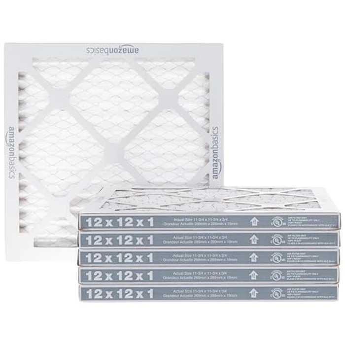 Amazon Basics MERV 8 AC Furnace Air Filter, 12x12x1 inches, 6-Pack, Dust, Pet & Allergy Control, Electrostatic (Actual Size: 11.75" x 11.75" x 0.75") by Amazon Basics - Image 1