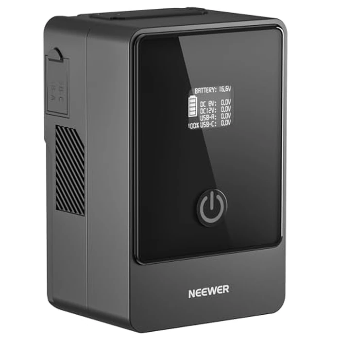 NEEWER Mini V Mount Battery, 6800mAh 99Wh V Lock Battery, PD65W Fast Charging/D Tap/BP/USB A/Dual DC Port/OLED Display for Camcorder Video Camera Compatible with SmallRig BMPCC 4k 6k, PS099E by NEEWER - Image 1
