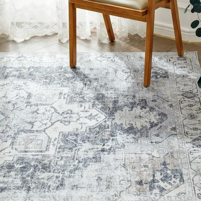 JINCHAN Runner Rug 3x8 Washable Area Rug Vintage Indoor Floor Cover Grey Multi Print Distressed Carpet Gray Thin Accent Mat Lightweight Kitchen Living Room Bedroom Dining Room by jinchan - Image 7
