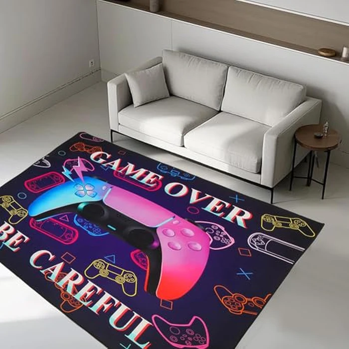 Vibrant Video Controller Game Room Carpet Rug for Kids Boys Men Teens Bedroom, 150x100cm Gaming Rug Floor Mat for Girls Under Desk Youth Setup Living Room Dorm Decor, Non Slip Washable 3X5 feet by Lisvomha - Used - Very Good condition - CA$22.13