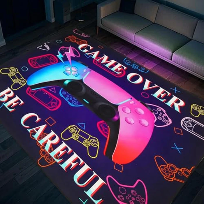 Vibrant Video Controller Game Room Carpet Rug for Kids Boys Men Teens Bedroom, 150x100cm Gaming Rug Floor Mat for Girls Under Desk Youth Setup Living Room Dorm Decor, Non Slip Washable 3X5 feet by Lisvomha - Image 2