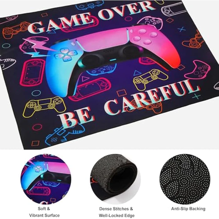 Vibrant Video Controller Game Room Carpet Rug for Kids Boys Men Teens Bedroom, 150x100cm Gaming Rug Floor Mat for Girls Under Desk Youth Setup Living Room Dorm Decor, Non Slip Washable 3X5 feet by Lisvomha - Image 4