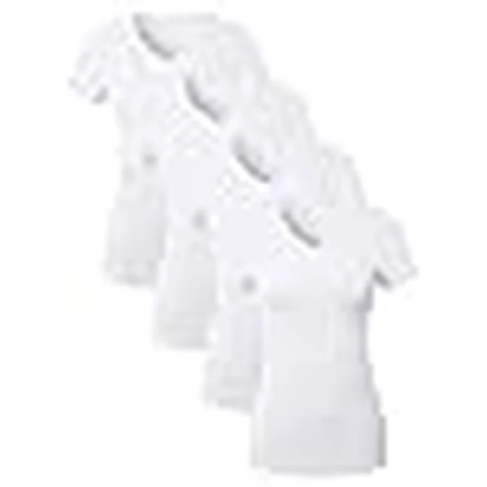4 Pack Cotton Tee V Neck T Shirts for Women Short Sleeve Tshirt Basic Tees Ladies Plain Vneck Tshirts Casual Womens Tops Undershirt Camisetas para Mujer De Algodon - White Large by Sugar Sunday - Image 3
