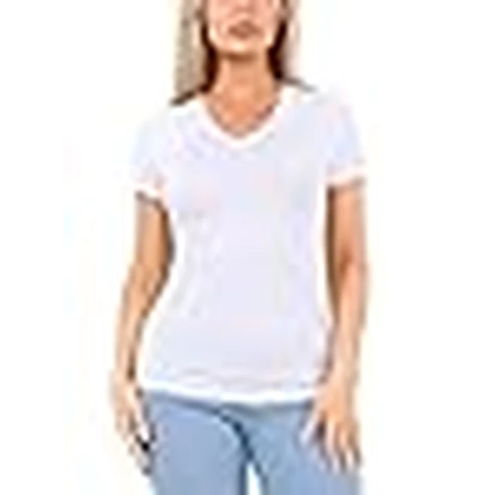 4 Pack Cotton Tee V Neck T Shirts for Women Short Sleeve Tshirt Basic Tees Ladies Plain Vneck Tshirts Casual Womens Tops Undershirt Camisetas para Mujer De Algodon - White Large by Sugar Sunday - Image 6
