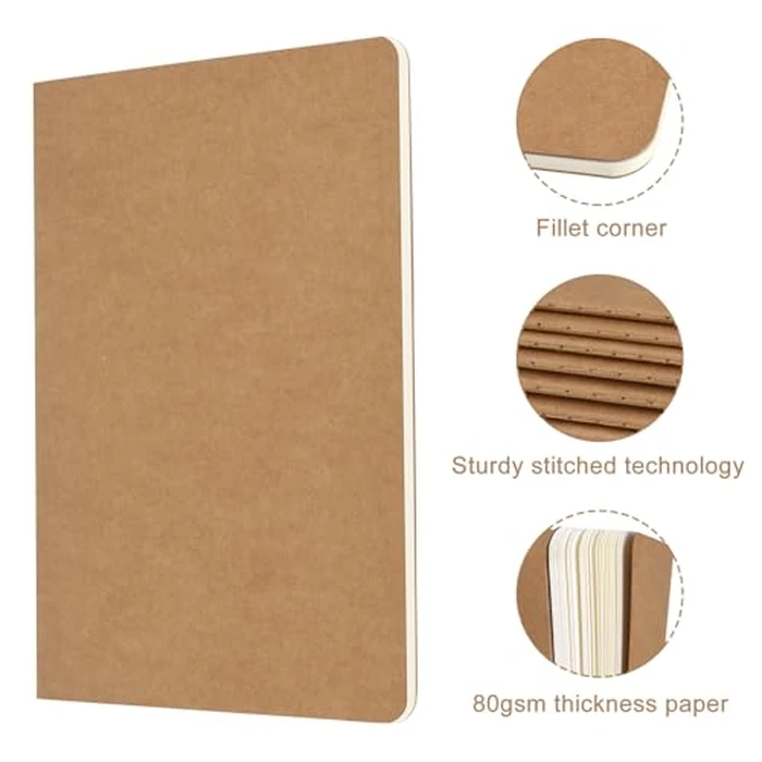 ZCZN 24 Pack A5 Lined Notebook, Jounural Kraft Notebooks 60 Pages(30 Sheets), 8.15 * 5.5 Inches Notebooks Bulk, Diary, Subject, Memo Notebbos for Work, School, Office by ZCZN - Image 4