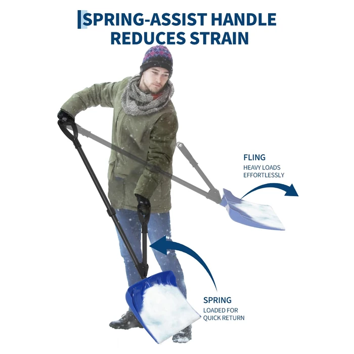 Snow Shovel, 18x13 in Blade, Ergonomic Snow Shovels with Assisted D-Ring Handle, 4.5LBS Lightweight Steel Shoveling Tool for Driveway Walkway Garden Patio Yard Camping, Blue & Black by Garvee - Image 5