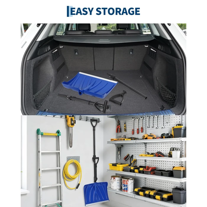 Snow Shovel, 18x13 in Blade, Ergonomic Snow Shovels with Assisted D-Ring Handle, 4.5LBS Lightweight Steel Shoveling Tool for Driveway Walkway Garden Patio Yard Camping, Blue & Black by Garvee - Image 6