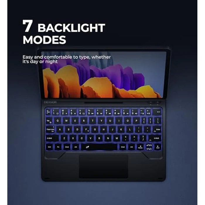 Dexnor Keyboard Case for Samsung Galaxy Tab S10 Lite/S10 FE/S9 FE 5G 10.9"/S9 11"/ Case with Keyboard Magnetic Floating Cantilever Stand Multi-Touch Trackpad Wireless Backlit with S Pen Holder, Black by Dexnor - Image 4