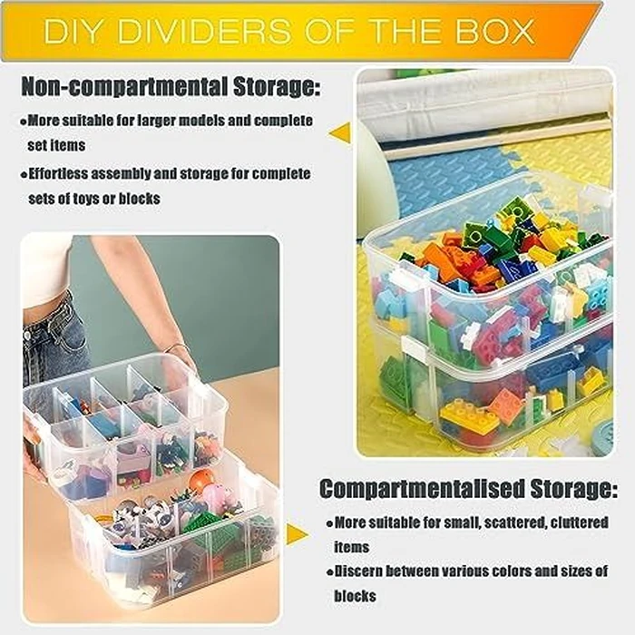 WillingHeart Kids Toys Storage Organizer for Lego Clear Building Blocks Container Box - Yellow by WillingHeart - Image 4