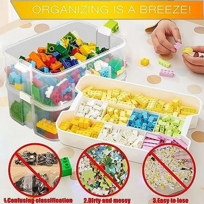 WillingHeart Kids Toys Storage Organizer for Lego Clear Building Blocks Container Box - Yellow by WillingHeart - Image 2