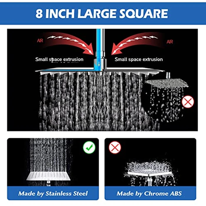 Shower Head,8”Rain Shower Head with Handheld Spray Combo with 11'' Angle Adjustable Extension Arm/Flow Regulator/Shower System,High Pressure Rainfall Shower Head Bathroom,Chrome by Ashwanth - Image 6