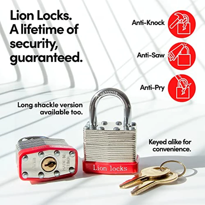 Lion Locks 24 Keyed-Alike Padlocks w/ 1.25” Shackle, 48 Keys, Hardened Steel Case, Brass Cylinder (24-Pack) - for Hasp Latch, Sheds, Fences, Storage Locker, School, Gym by Lion Locks - Image 6