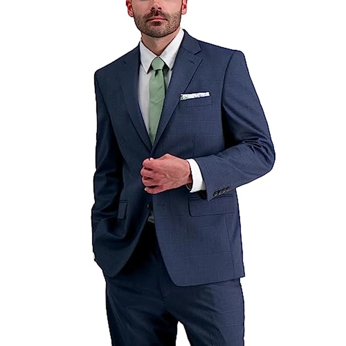 Haggar J.M Subtle Print Classic Fit Suit Separates - Pants and Jackets Blue Windowpane by Haggar - Image 1
