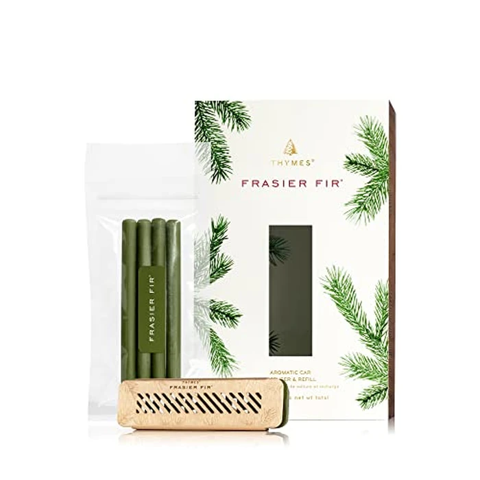 Thymes Frasier Fir Car Vent Clip Air Freshener + Refills - Long-Lasting Car Fragrance Diffuser Set With Fresh Scent by Thymes - Used - Acceptable condition