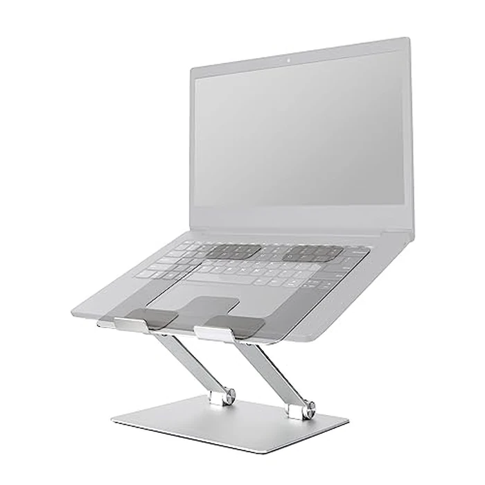 Amazon Basics Sturdy and Portable Ergonomic Laptop Stand for Desk, Height Adjustable Riser with Ventilated Cooling, Foldable, Fits all Laptops up to 15.6 Inch, Silver by Amazon Basics - Image 5